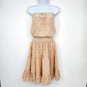 Zara TRF Womens Strapless Dress Size M Crochet Boho Cottage Resort Beachy Hippie
